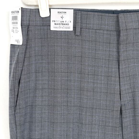 Kenneth Cole Reaction Men's Grey Plaid Slim-Fit Stretch Dress Pants Size 38x30 - Picture 5 of 7